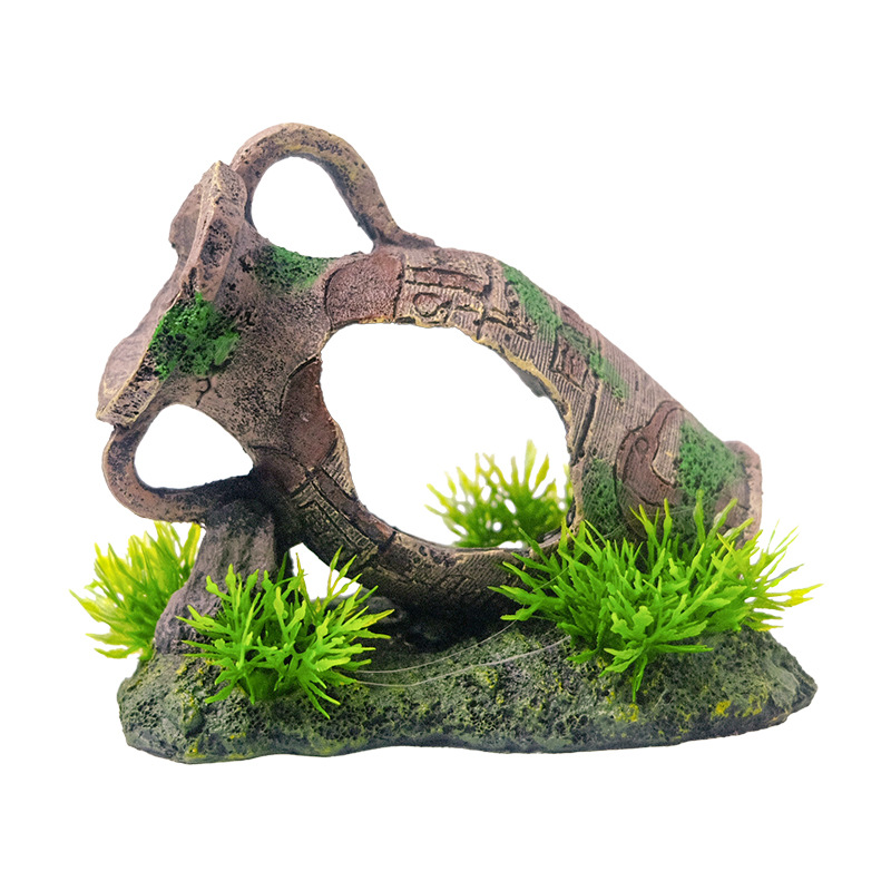 Olla de barro gastada, tanque de tortuga de pescado, decoración, paisaje, casa de peces de camarón, jarra de vino antigua y rota, venta caliente, celebridad de Internet, estilo caliente, acuario