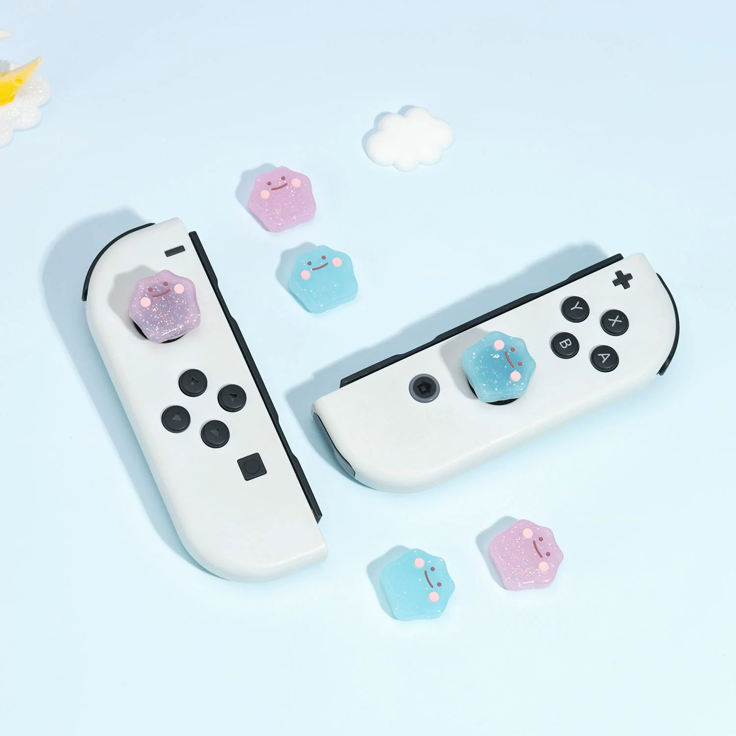 Джойстик-кап (универсальный) совместим с Switch/PS4/PS5/Xbox — силиконовые противоскользящие светящиеся милые крышки