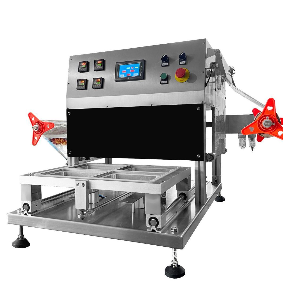 Máquina de embalaje de cajas de comidas para llevar, aire acondicionado, máquina de sellado automático, máquina de sellado neumático, fábrica de embalaje comercial para llevar