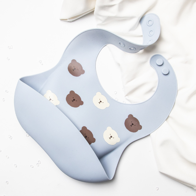 Babero de silicona estilo INS para niños, impermeable, tridimensional, desechable, ideal para la hora de la comida.