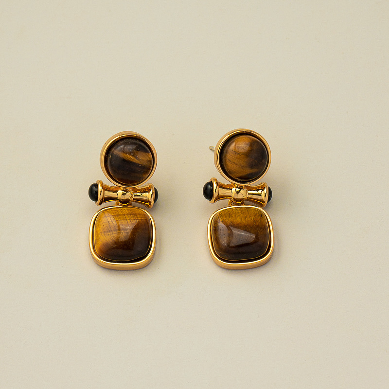 Ear Studs Classification 1 Pair Quantity 1 Pair Retro Square Inlay Alloy Rhinestones Ear Studs