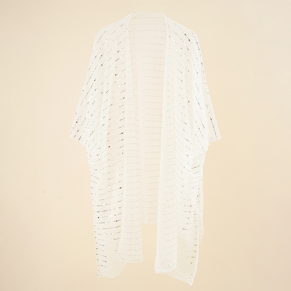 2023 nuevo color puro de seda de plata protección solar todo partido de vacaciones junto al mar cardigan verano blusa de estilo europeo y americano image 6