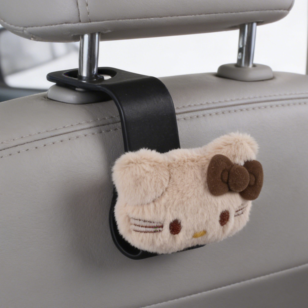 Cute gato KT gancho de automóvil asiento de automóvil almacenamiento multifuncional pequeño gancho de suministros para automóviles para chicas prácticas