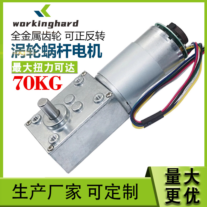 5840-555编码器减速电机 大扭力带编码器电机 涡轮蜗杆电机12V-24
