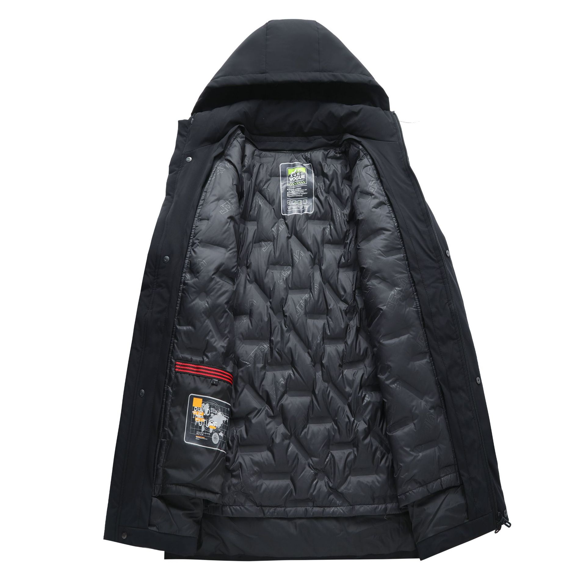 冬用メンズミドル丈ダウンジャケット、中高年のお父さん向け防寒着、取り外し可能なインナーライナー付きビジネスジャケット、防寒仕様