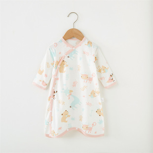 Baby Pajamas summer baby anti-kick quilt cotton nightgown long sleeve children's anti-cold nightdress home wear spring and autumn