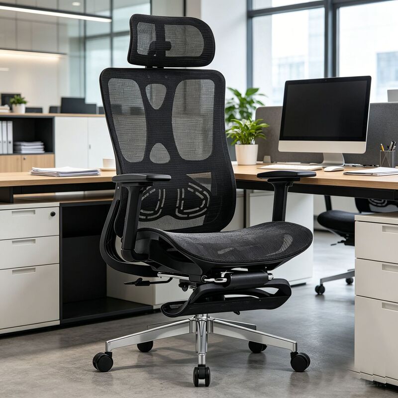 Adjustable Swivel Manager's Chair, Breathable Executive Recliner, High-Back Ergonomic Mesh Office Chair, Adjustable