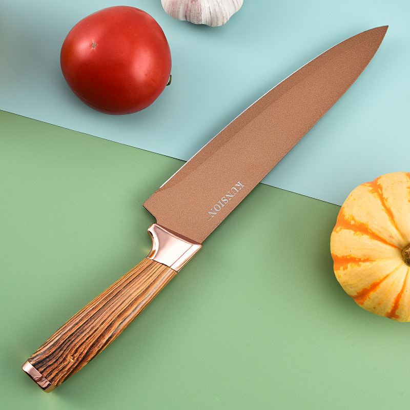 Cuchillo de cocina cuchillo de cocina al por mayor caliente de fábrica cuchillo de cocinero cuchillo de seis piezas mango de madera dormitorio cuchillo de fruta cuchillo de cocina