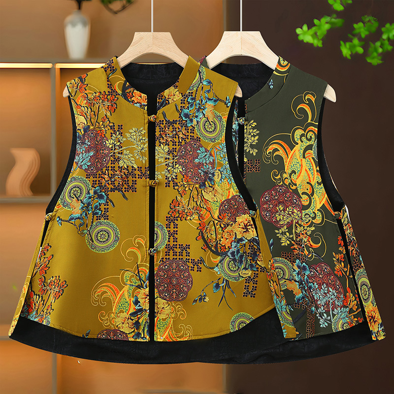 Wholesale Dropshipping Tang Suit Vest Chinese Style Reversible Vest Chinese Style Mother's Vest Top Vest Wholesale Dropshipping Tang Suit Vest Chinese Style Reversible Vest Chinese Style Mother's Vest Top Vest