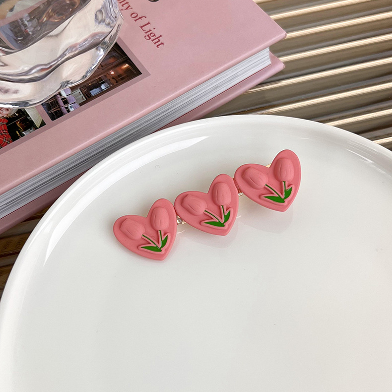 Sweet Heart Shape Tulip Resin Hair Clip Hair Tie 1 Piece display picture 5
