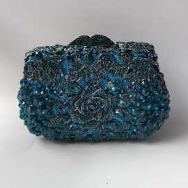 蝴蝶 crystal bag新款立体花朵镶钻晚宴包平底满钻宴会手拿女包
