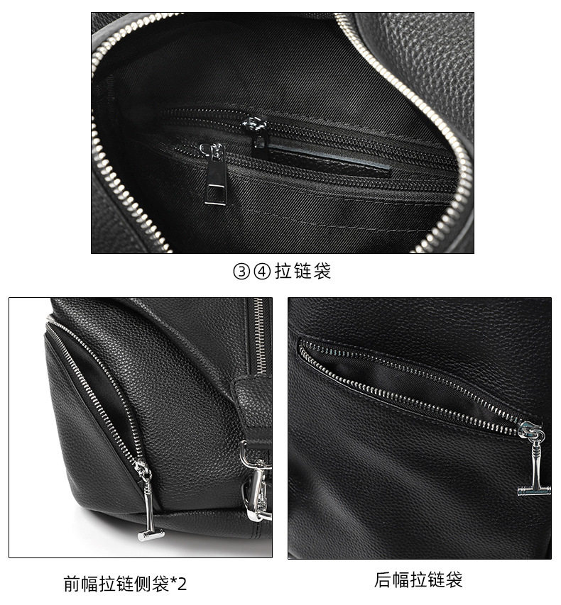 Ba lô nữ da thật chống trộm da bò lớp đầu dung tích lớn 27×15×31 cm — Màu nâu, Màu đen chi tiết 10