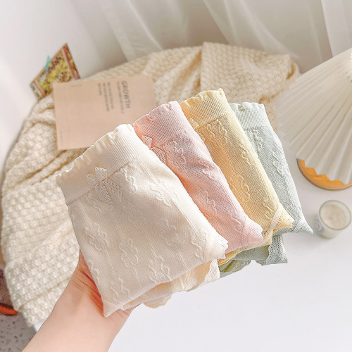 So cute C400 cream bear jacquard seamless 50-count modal hip-covering and skin-friendly cute girl mid-waist underwear