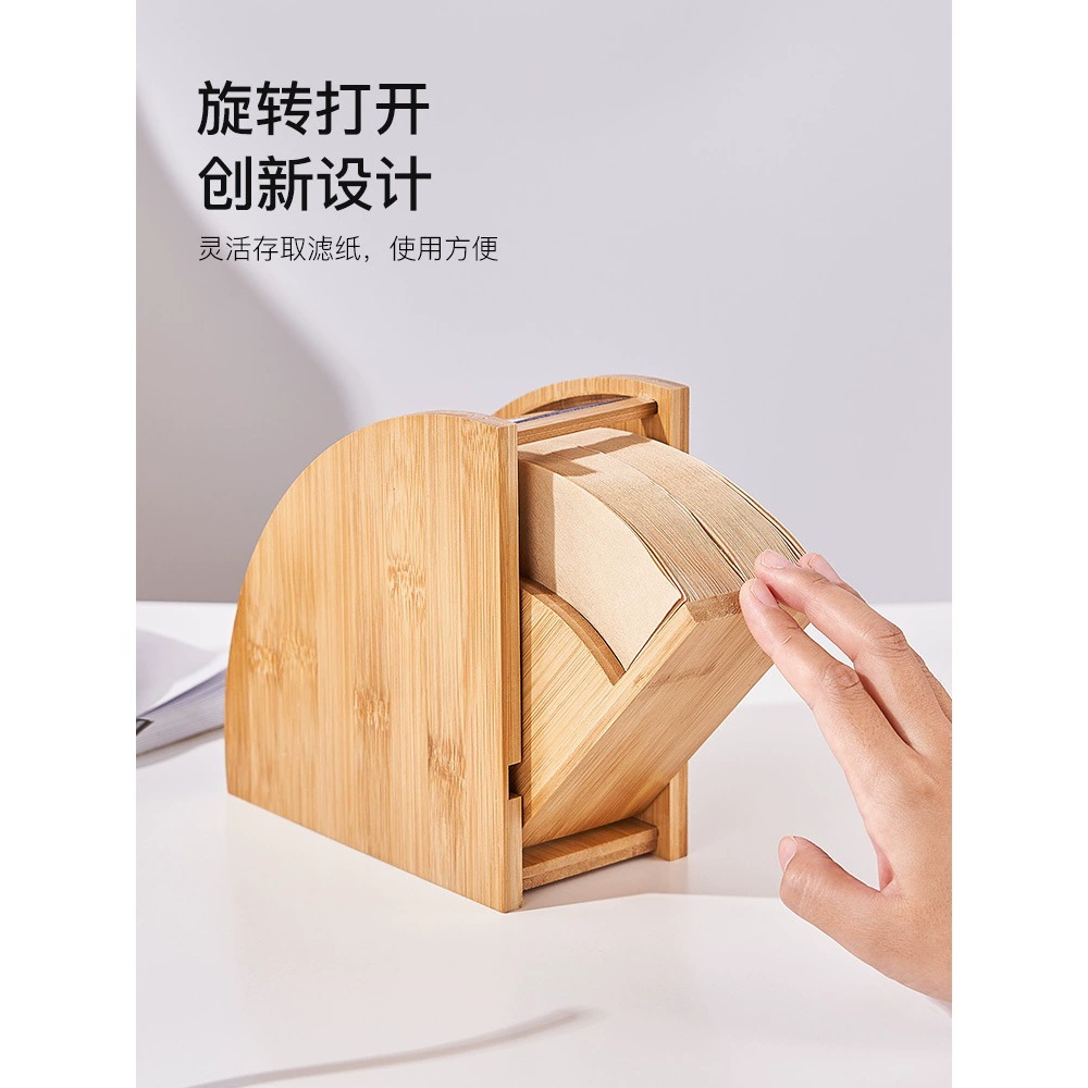 Коробка для хранения фильтровальной бумаги для кофе ручной работы V60, веерообразный пылезащитный кронштейн, универсальная коробка для фильтровальной бумаги, бамбуковая стойка для хранения Lingche