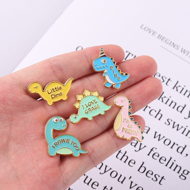 Stoving Varnish Design Cartoon Style Pin Dinosaur Alloy Stoving Varnish Unisex Brooches