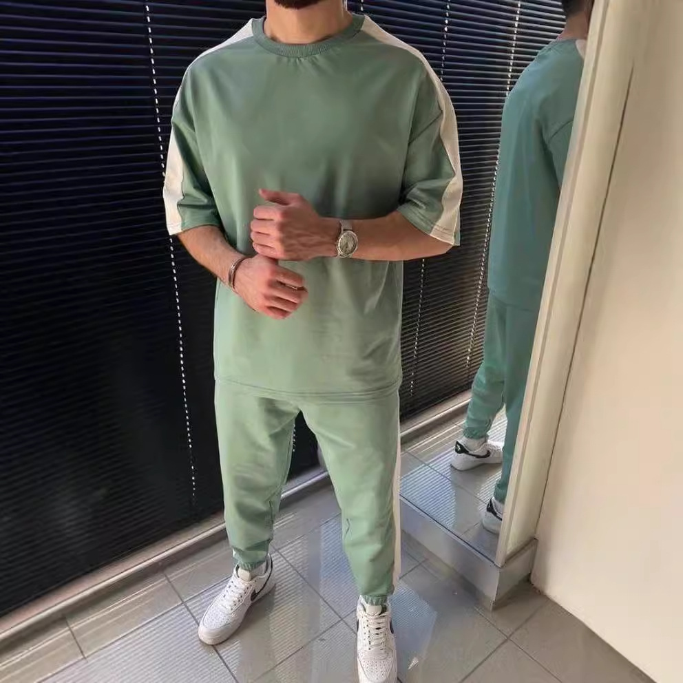 2024 nuevos hombres moda camiseta de manga corta pantalones otoño tendencia casual traje ME13 ML4