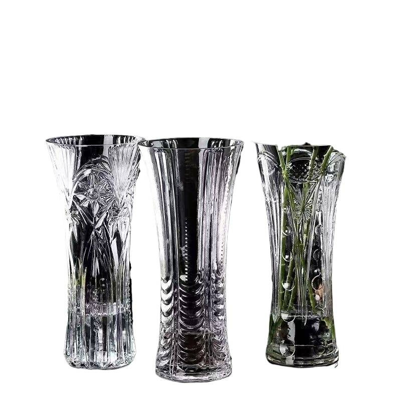 Gran jarrón de vidrio transparente de agua rica sala de estar de bambú precioso jarrón seco casero decoración ornamentos transfronterizos