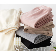 200斤大码粉色细条纹仿羊绒阔腿裤女秋冬高腰垂感休闲加绒直筒裤