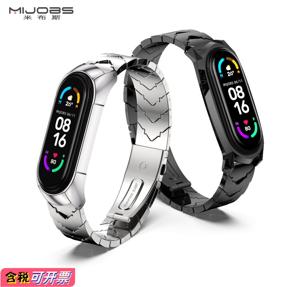 For Mi Band 7 Strap 6 5 4 3 Metal Wristband Universal nfc 304 Stainless Steel Original V-shaped Strap