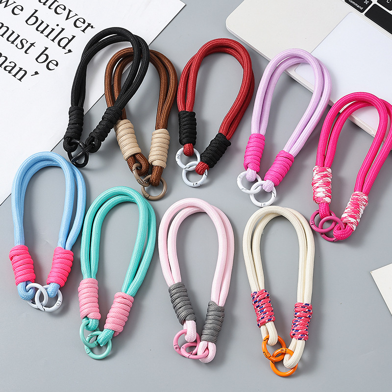 Trendy Contrast Color Mobile Phone Lanyard Mobile Phone Case Pendant Hand-woven Rope Strong and Durable Wrist Rope Short Mobile Phone Chain Jewelry
