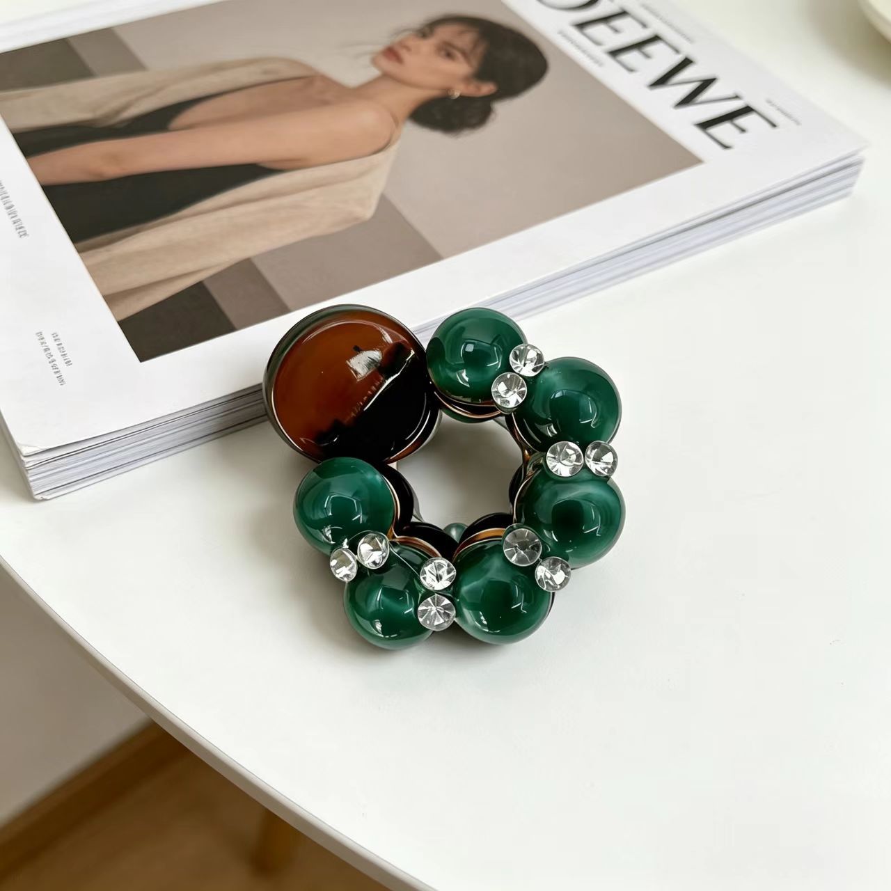 67#【짙은 녹색】작은 둥근 구슬【4cm】