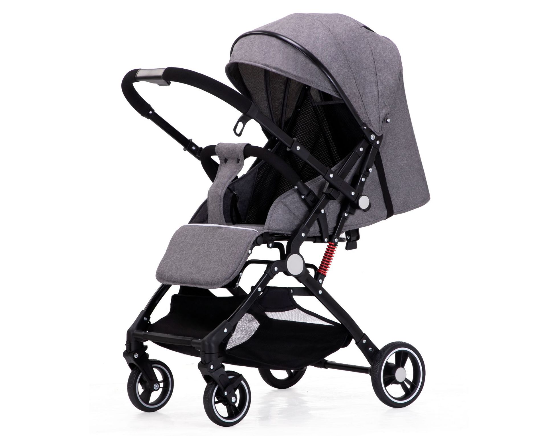 El cochecito de bebé se puede sentar y reclinar. Cochecito de bebé de dos vías, ligero, amortiguador, alto paisaje, un cochecito plegable de tres años con una tecla