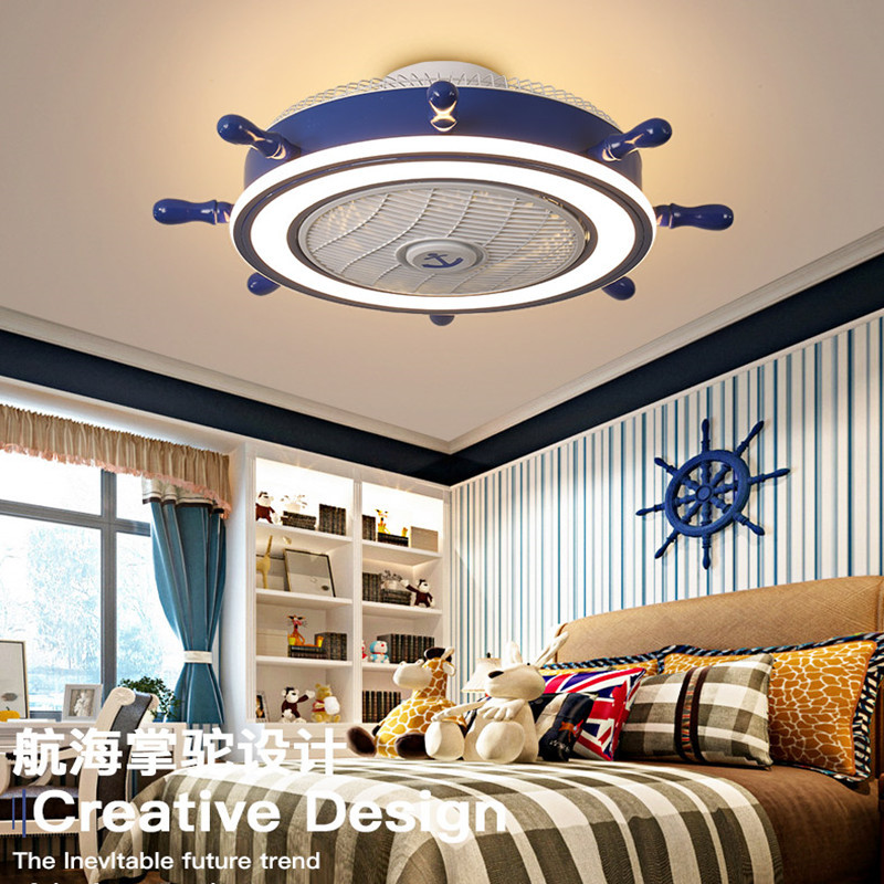 2021 new pattern Children's Room Ceiling fan lamp Mute bedroom Cartoon Rudder Fan Light one Ceiling a chandelier
