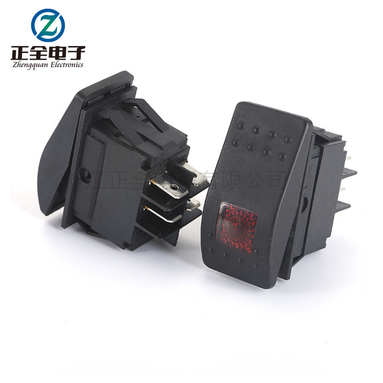 供应游艇船型开关 12V/35A 四脚带LED灯 汽车改装翘板电源开关