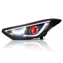 適用於現代琅動頭燈改裝汽車車燈10-15款LED光導日行燈總成前照燈