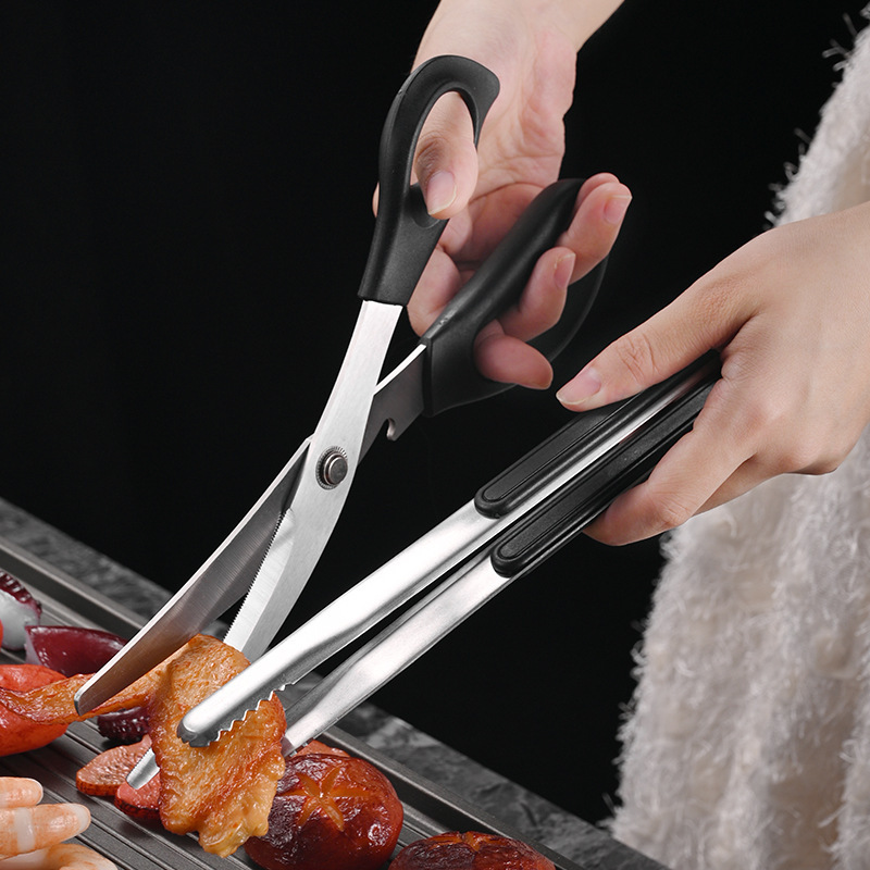 ステンレス焼肉はさみクリップセット韓国式バーベキュークリップレストラン焼肉クリップステーキ食べ物クリップ料理はさみ|undefined