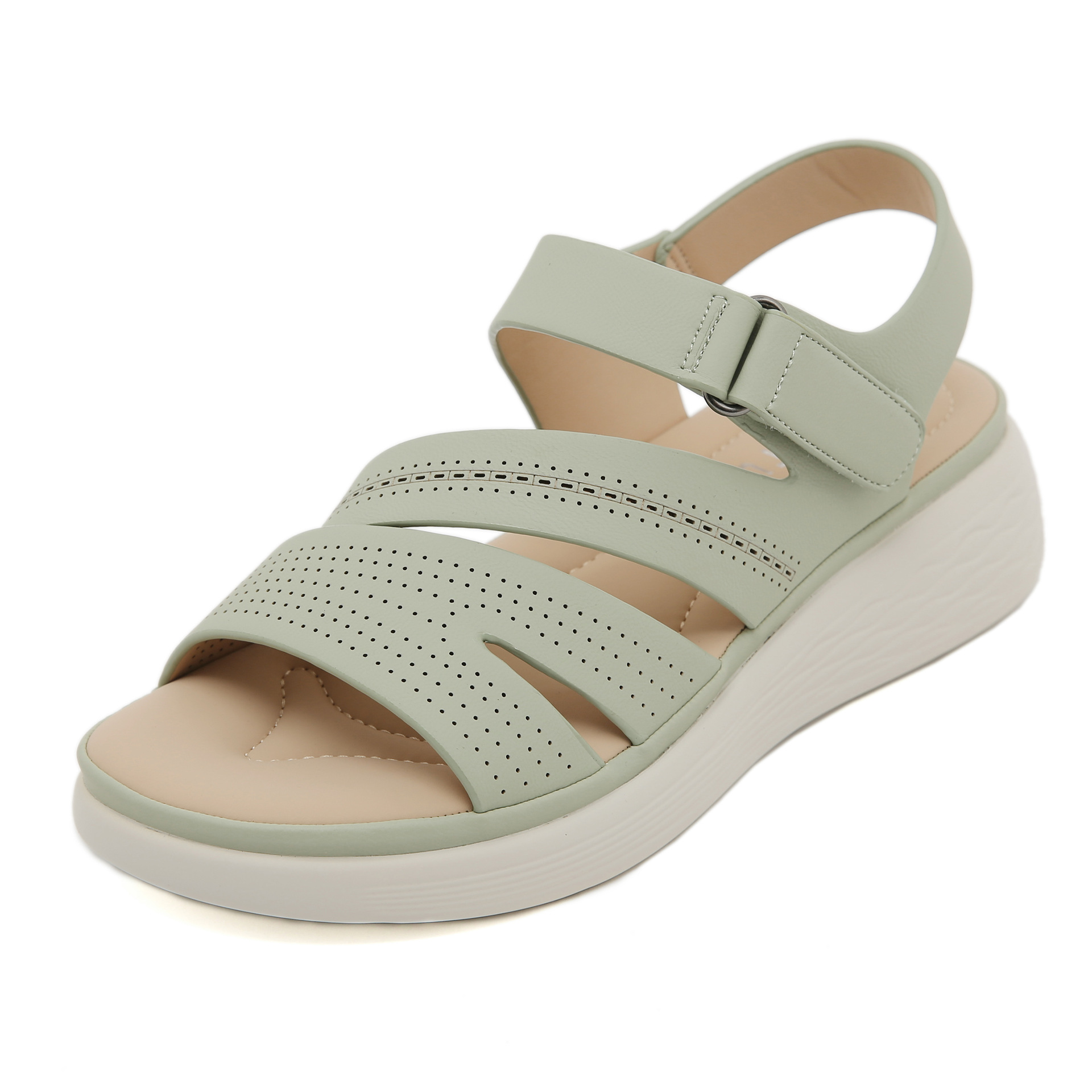 2025 nuevo punto de fondo grueso ligero antideslizante cómodo deportivo casual moda velcro sandalias para mujeres