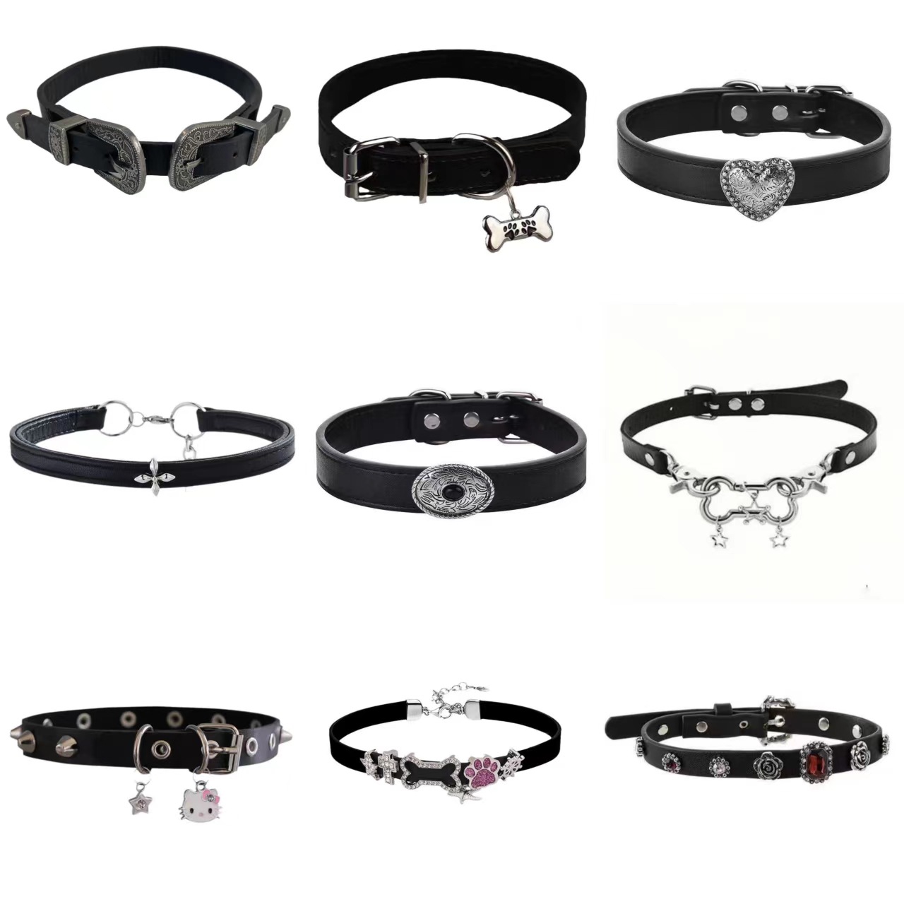 甜酷风皮革项圈choker颈链女Y2K嘻哈朋克辣妹锁骨链个性百搭项饰