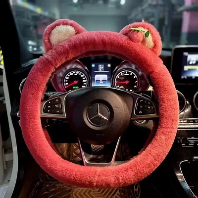 Steering wheel cover — Seasons car handle cover female - strawberry-bear-round-38cm