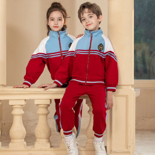 New Boys' and Girls' Elementary School Uniform Set, College Style Sports Style Class Uniform Set for Kindergarten, 2-4 Piece Set