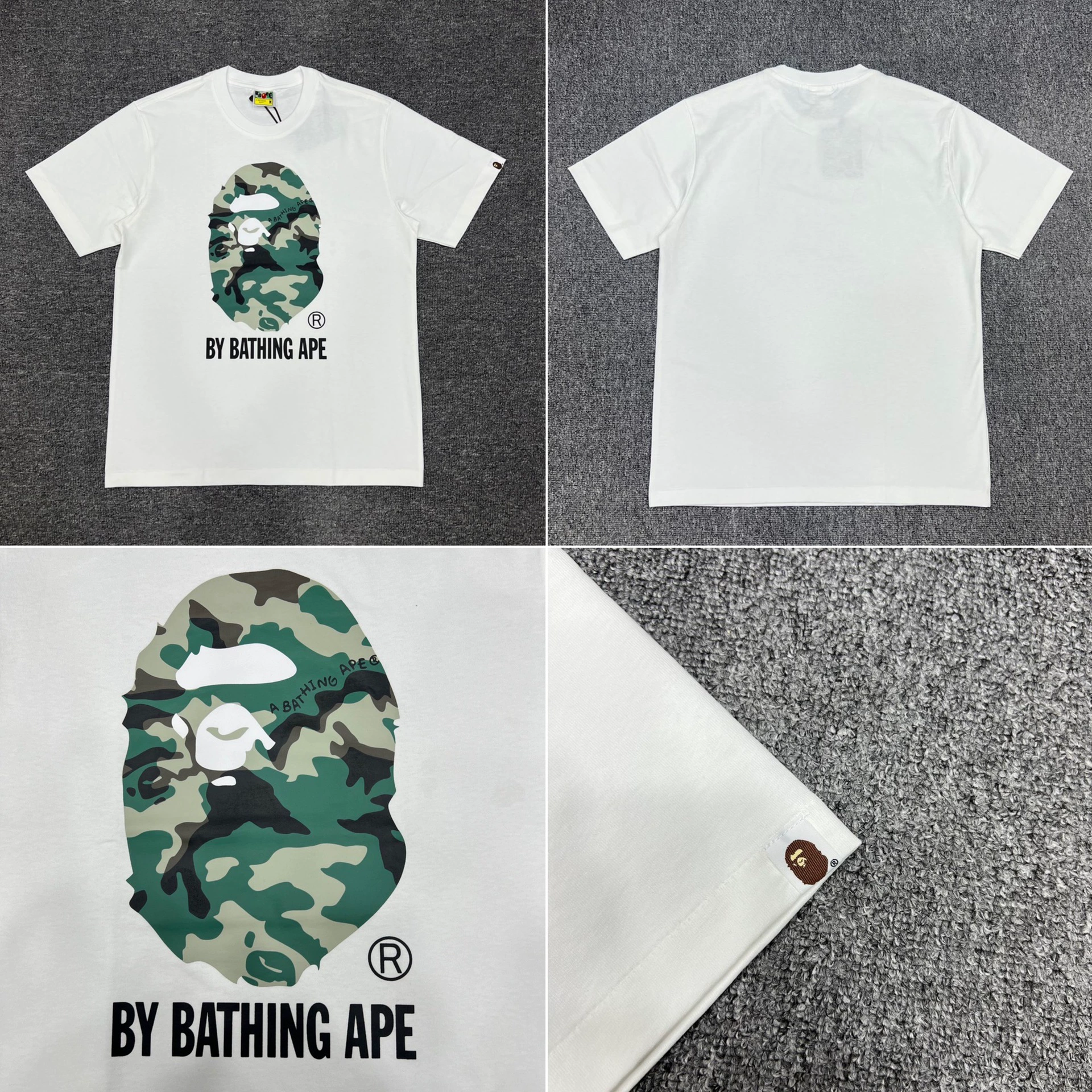 Стильный брендовый топ BAPE с половинными рукавами TEE для мужчин и женщин, камуфляж голова обезьяны, высокого уровня, свободный крой, короткий рукав