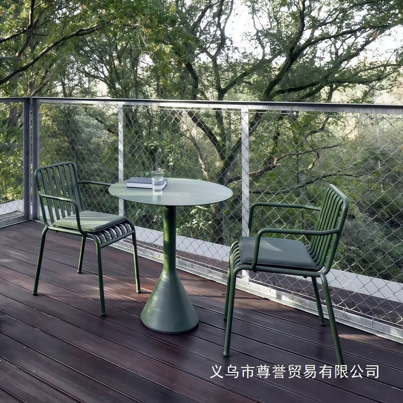 Simple and Casual Outdoor Patio Furniture Set for Milk Tea Shops and Cafes, Featuring Iron Art and Colorful Designs