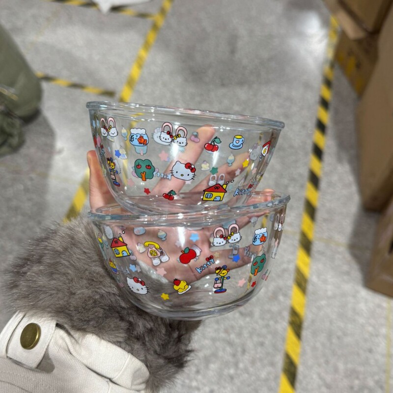 Wholesale Salad Bowls Made of High Borosilicate Heat-Resistant Glass, Colorful Summer Decorations, Kitchen and Dormitory Tableware, Healthy and Cute, Ins-Style