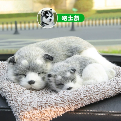 Carbon Ornament for | Car ornaments - husky-mother-and-child-dog-lying-in-front