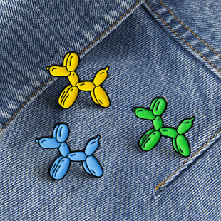 Creative Cute Dachshund Shape Balloon Yellow Green Blue Three Dog Brooch Cross-border Badge Student Bag Pin Accessories