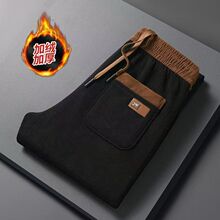 跨境新款春秋松紧腰长裤子外贸直筒时尚百搭中年男士休闲裤灯芯绒