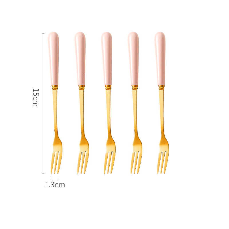 Tenedor de fruta hogar de gama alta postre Tenedor de almacenamiento tarro traje Luz de lujo palo de fruta tapón de fruta seguridad para niños tenedor pequeño