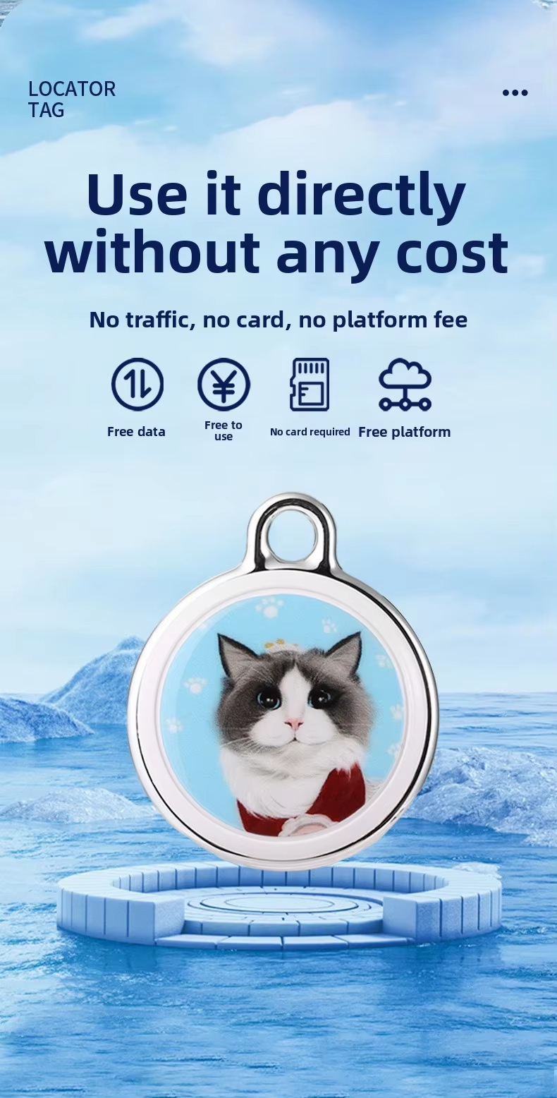 Smart GPS tracker for pets, waterproof, Android and iOS compatible