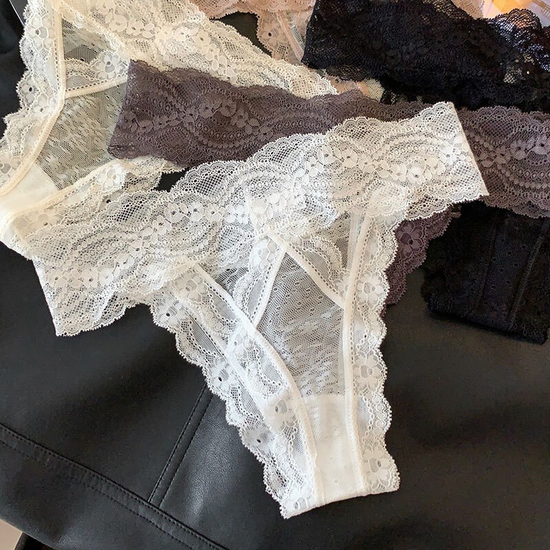 2025 Thin Lace Perspective Sex Underwear Low Waist Temptation Sexy G-string Women's Narrow Side Girl's Cotton Crotch T-pants
