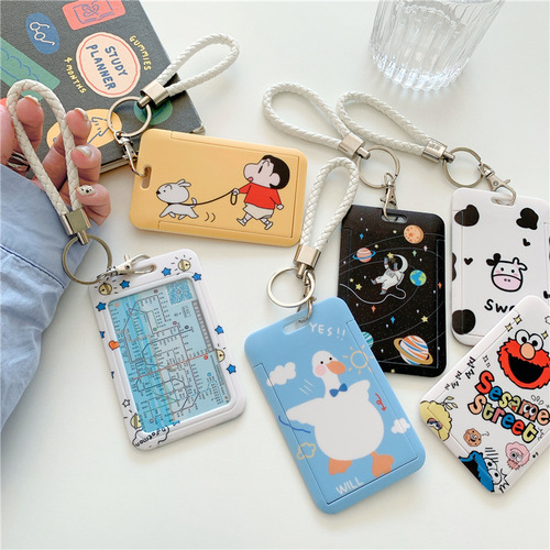 Access card cover ins style female bus card bag key chain integrated meal card key chain campus transportation card protective cover