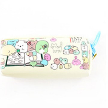 Japonés y coreano papelería creativa simple lindo esquina animal pu cuero personalidad gran cremallera estudiante lápiz caso lienzo de gran capacidad