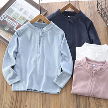 2025春秋新款童装男女童半拉链立领上衣韩版时尚中大童长袖针织衫