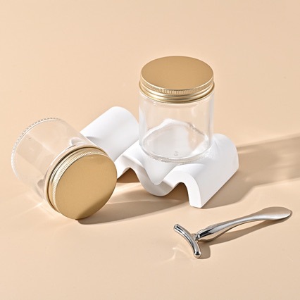 Spot 70g botella de aceite de caballo con ribete, tapa de aluminio, reparación cosmética, botella de crema, botella de crema de vidrio