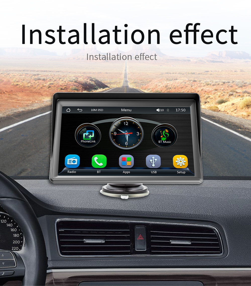 Cross-Border 7inch Wireless Carplay Portable Screen Car Display Bluetooth Multimedia Radio Car Navigation System