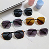 Fashionable trend universal square brand metal sunglasses, gradient