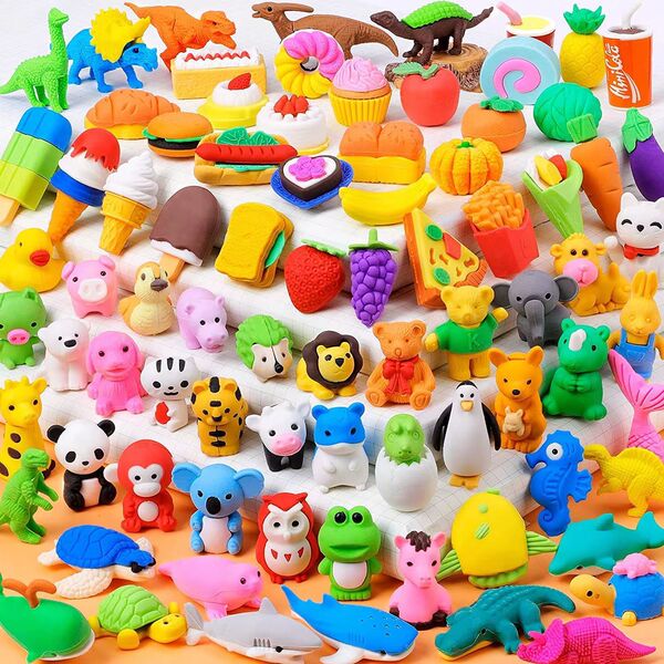 Cartoon eraser with animals for students